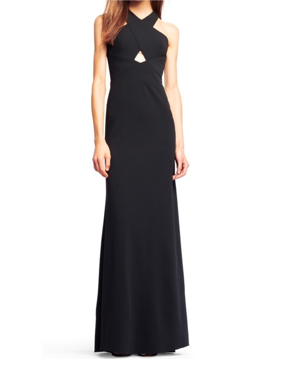 Aidan Mattox Scuba‎ Crepe Black Halter Gown Size 4 NWT